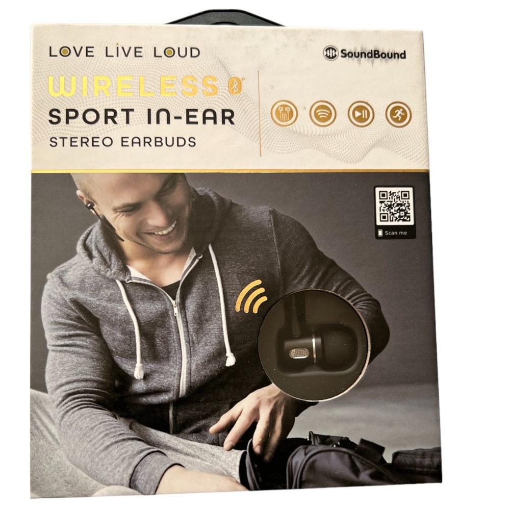 SOUNDBOUND Universal Bluetooth Wireless Sport In-Ear Stereo Earbuds, Black, O/S